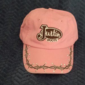 ***SALE***  Like New Women's JUSTIN'S BOOTS Cap, Pretty Pink w Rhinestones